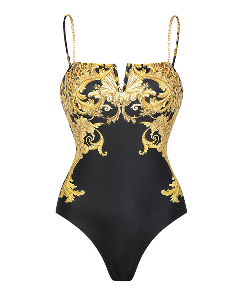 Baddräkt Vintage Printed Mesh Solskydd