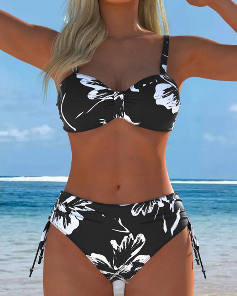 Tvådelad Halter-Bikini Med Tryckt Mönster