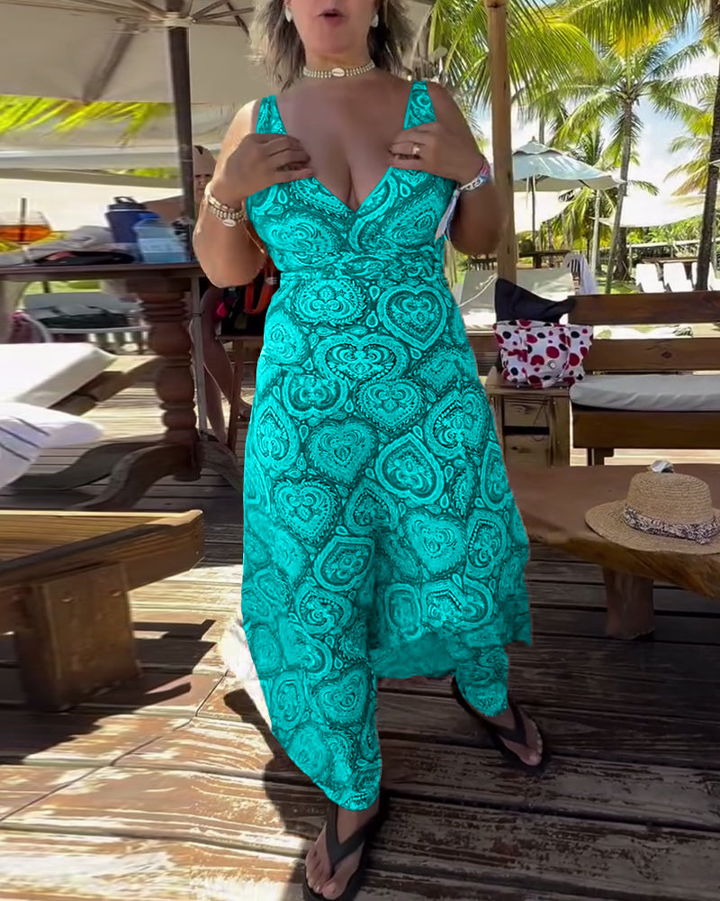 Baddräkt Bandeau Hjärtformad Semestertryck