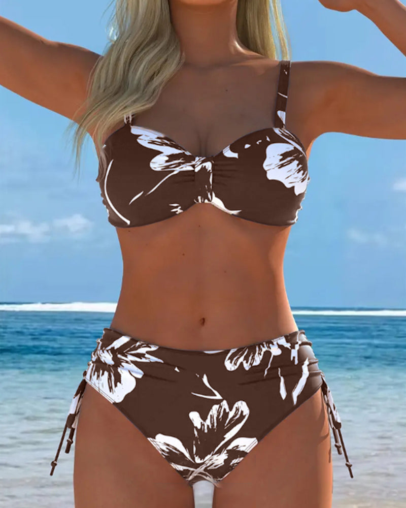 Tvådelad Halter-Bikini Med Tryckt Mönster