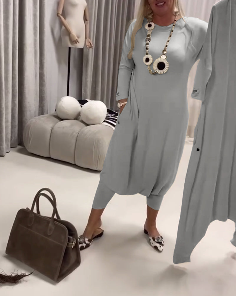Jumpsuit Enfärgad Långärmad Avslappnad