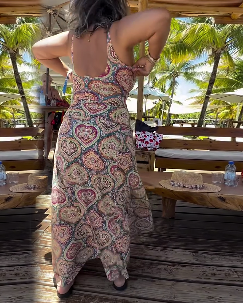 Baddräkt Bandeau Hjärtformad Semestertryck