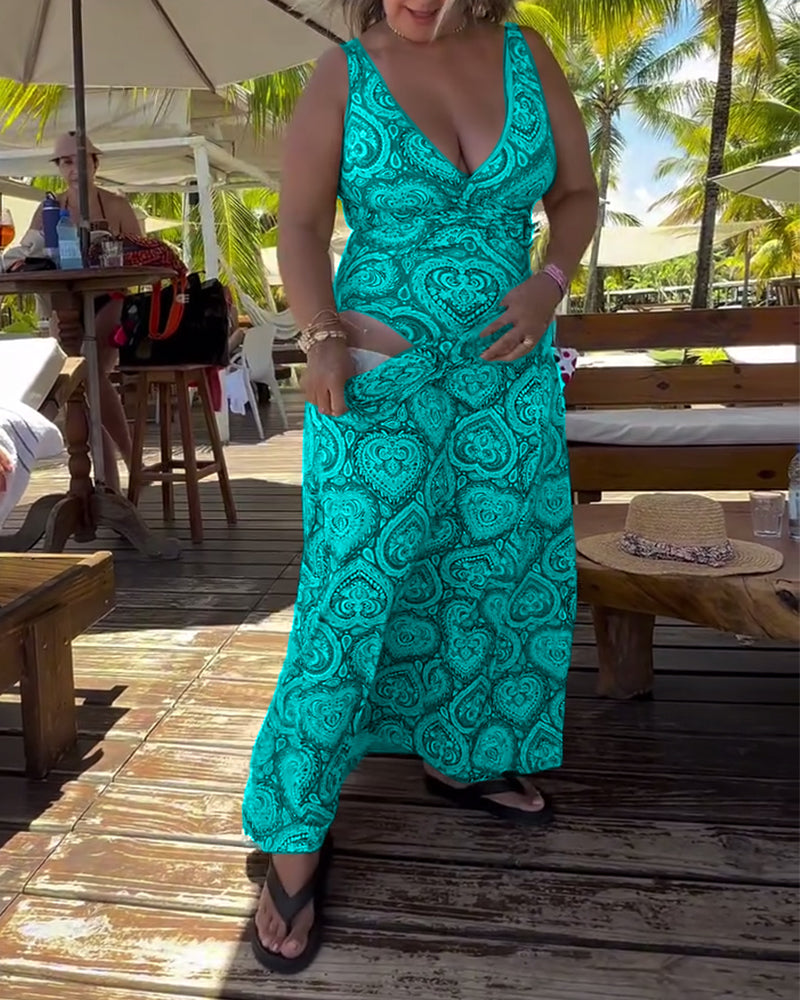 Baddräkt Bandeau Hjärtformad Semestertryck