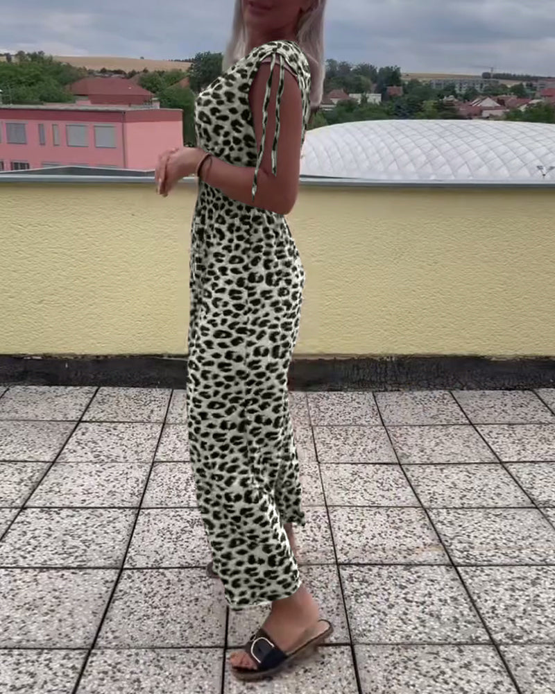 Ärmlös Klänning Med Leopardtryck