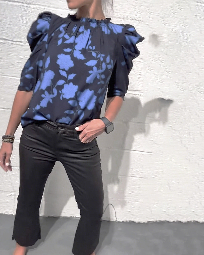 Blus Puffärm Rysch