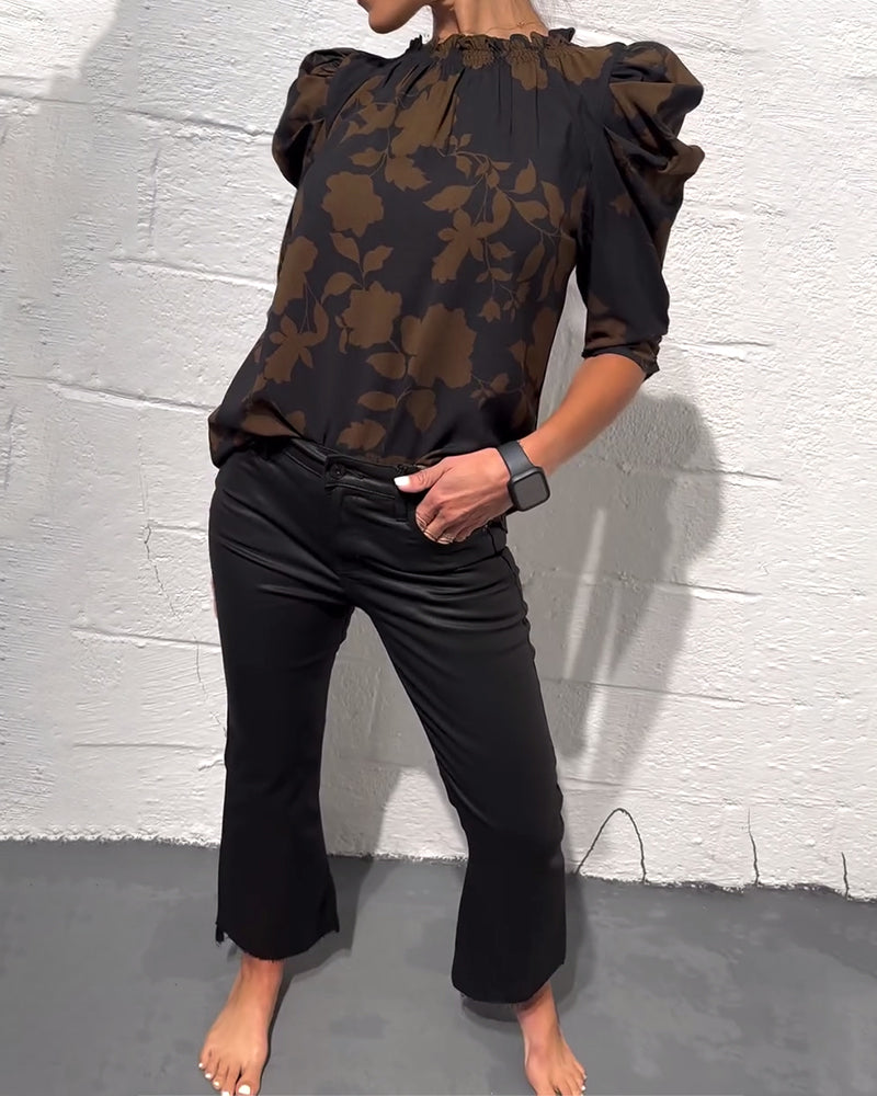 Blus Puffärm Rysch