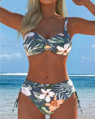 Tvådelad Bikini Med Tryckt Mönster – Trendig