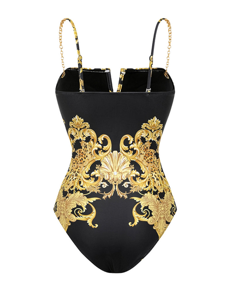 Baddräkt Vintage Printed Mesh Solskydd