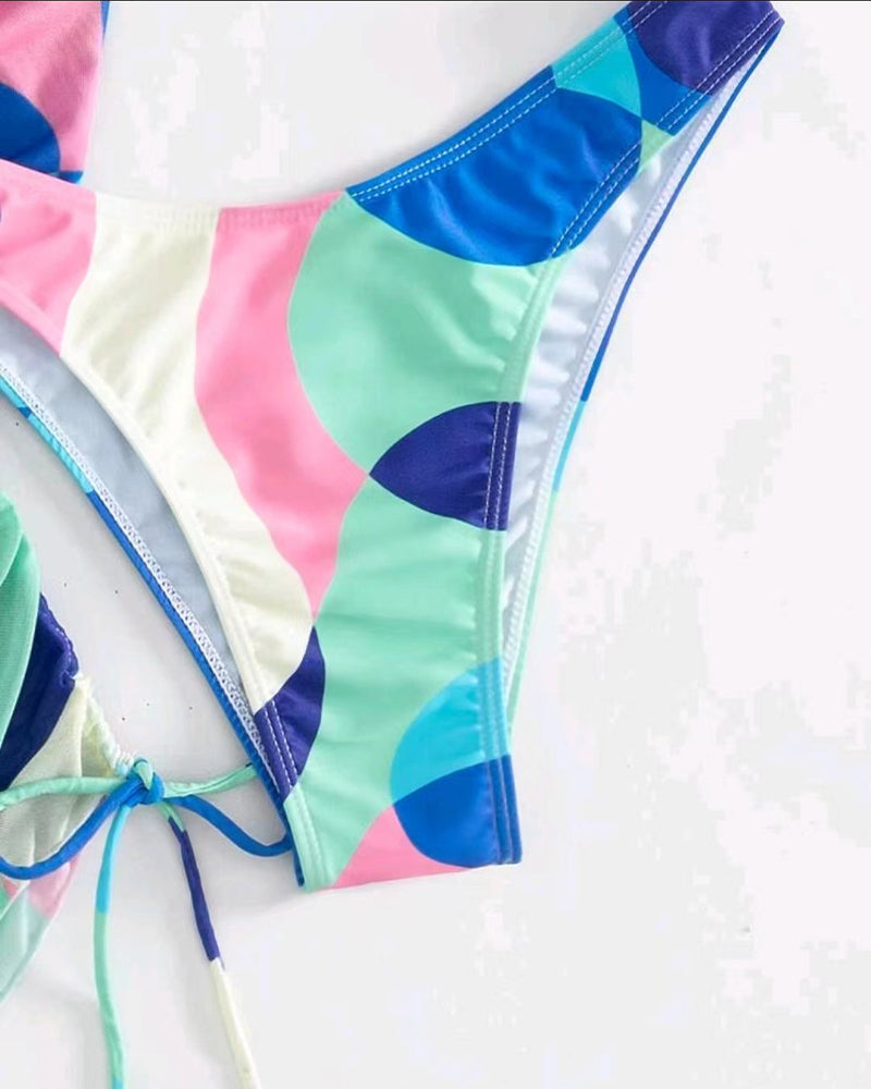 Baddräkt Överdrag Tryckt Bikini Tredelad