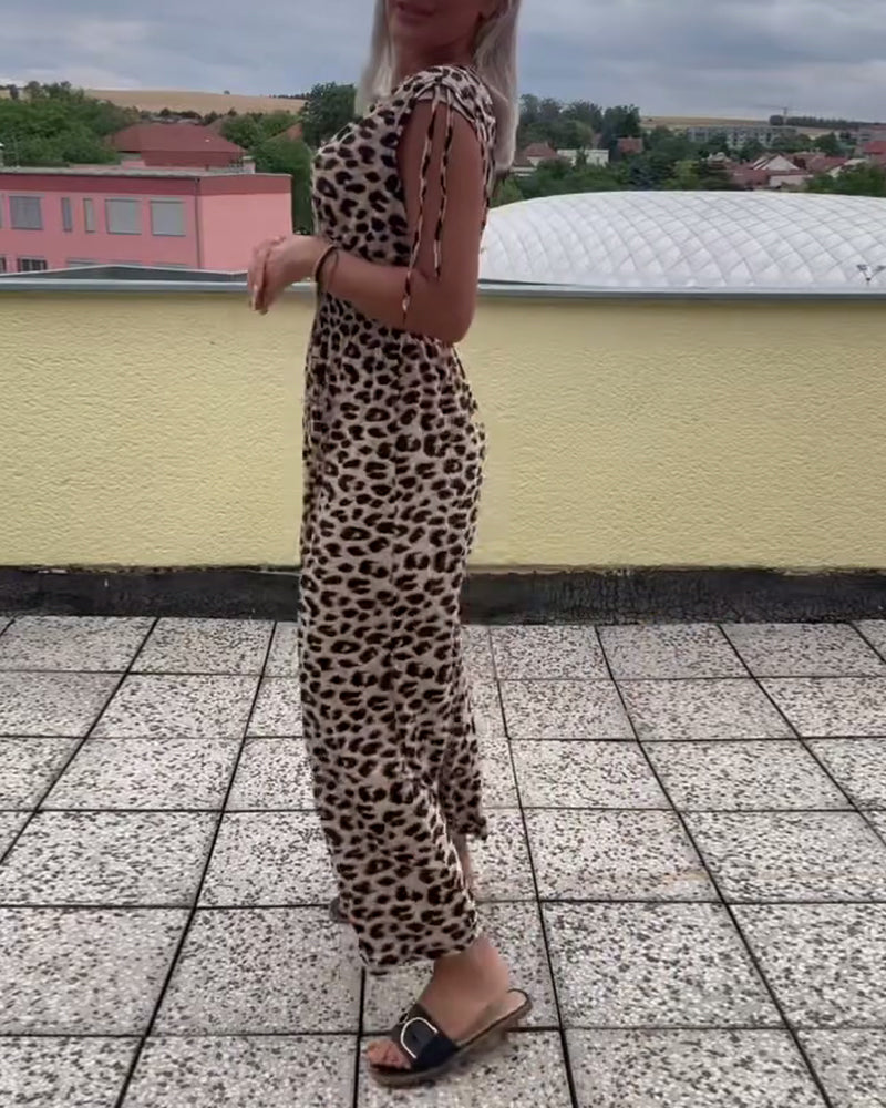Ärmlös Klänning Med Leopardtryck