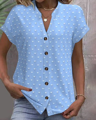 Blus Med Drop Shoulder I Blått