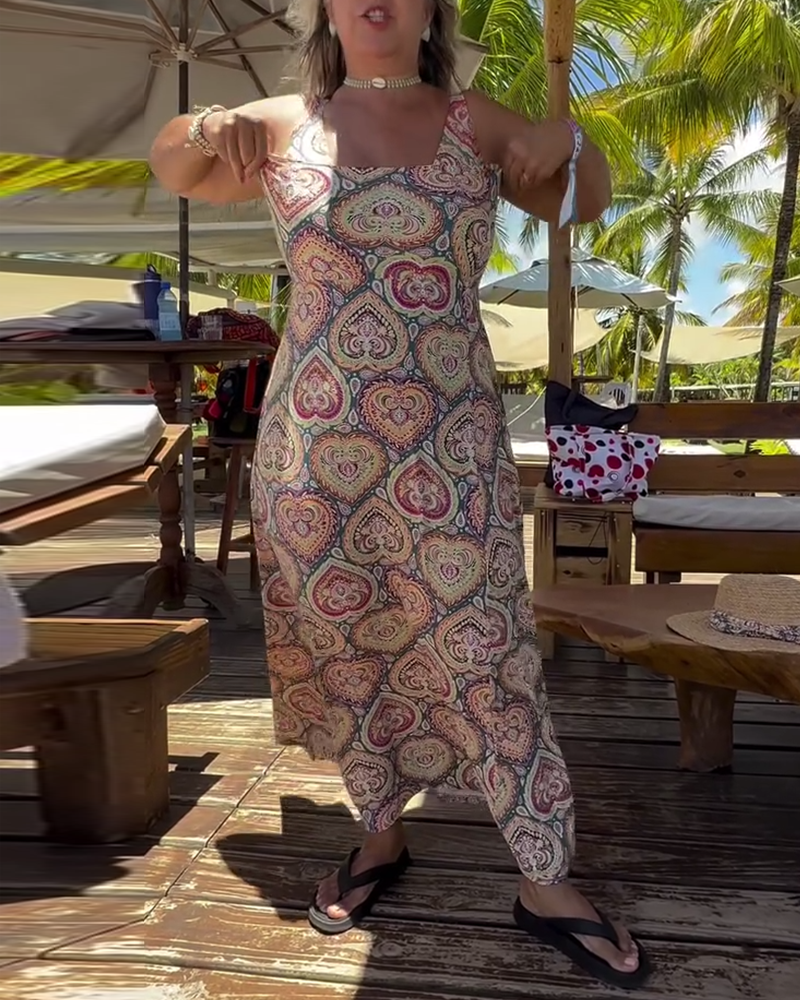 Baddräkt Bandeau Hjärtformad Semestertryck