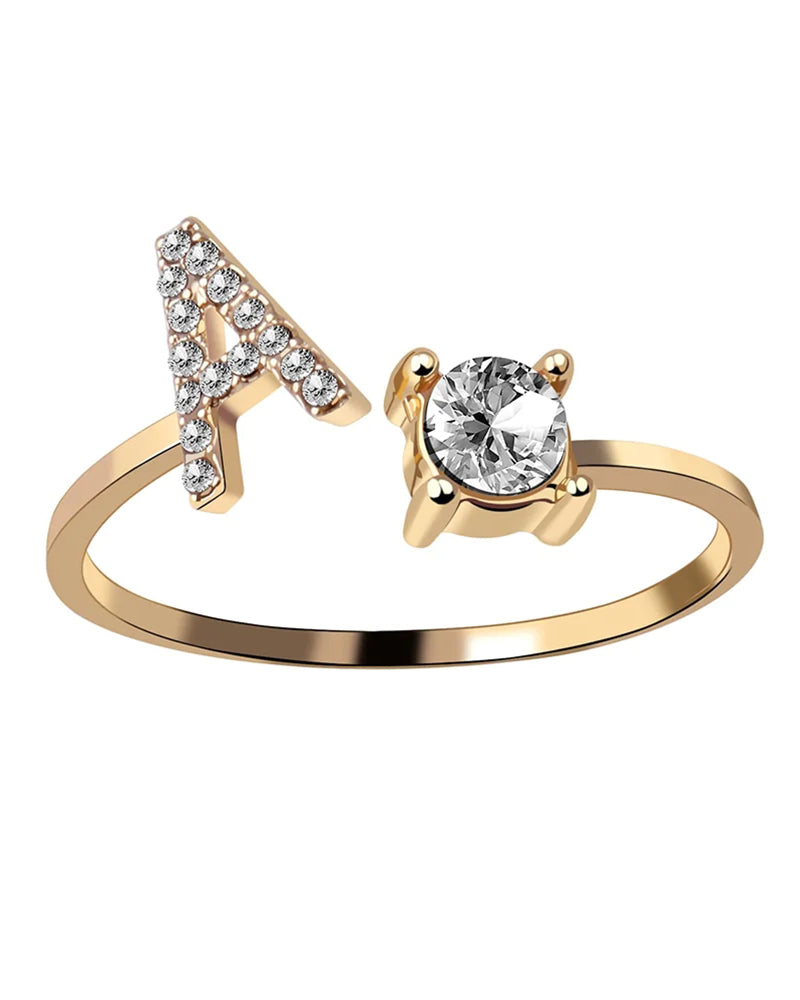 Ăppen zirkonia-ring med initialer