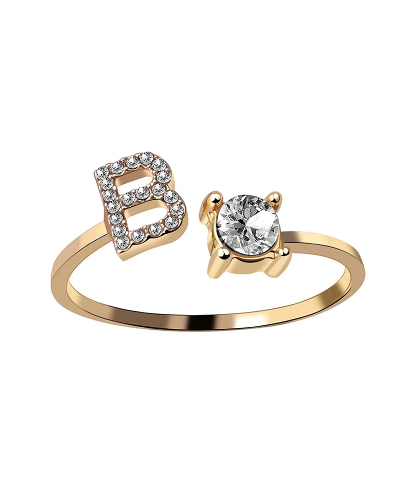 Ăppen zirkonia-ring med initialer