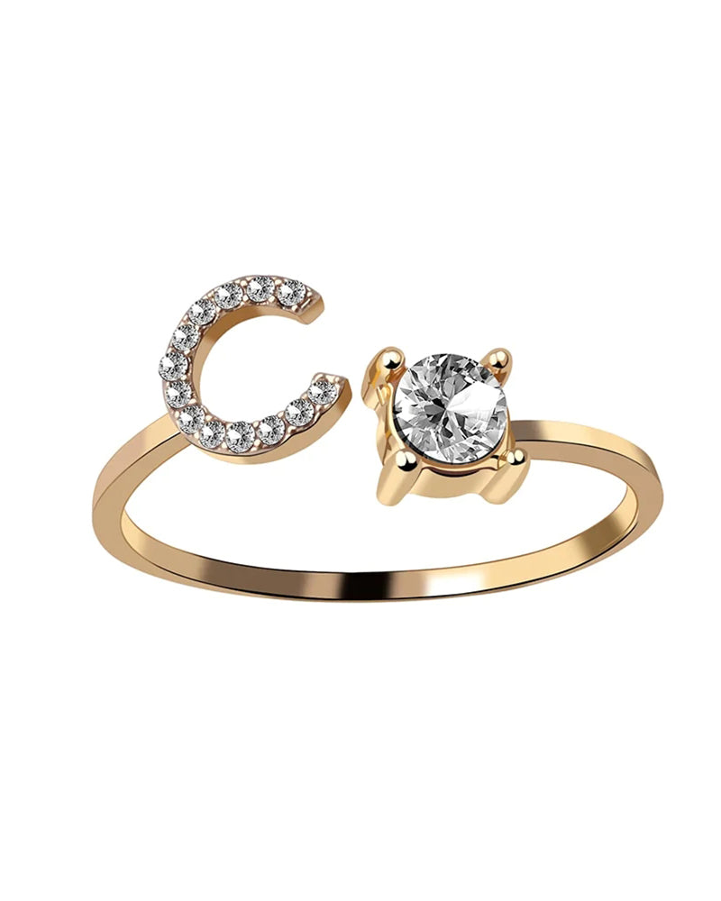 Ăppen zirkonia-ring med initialer