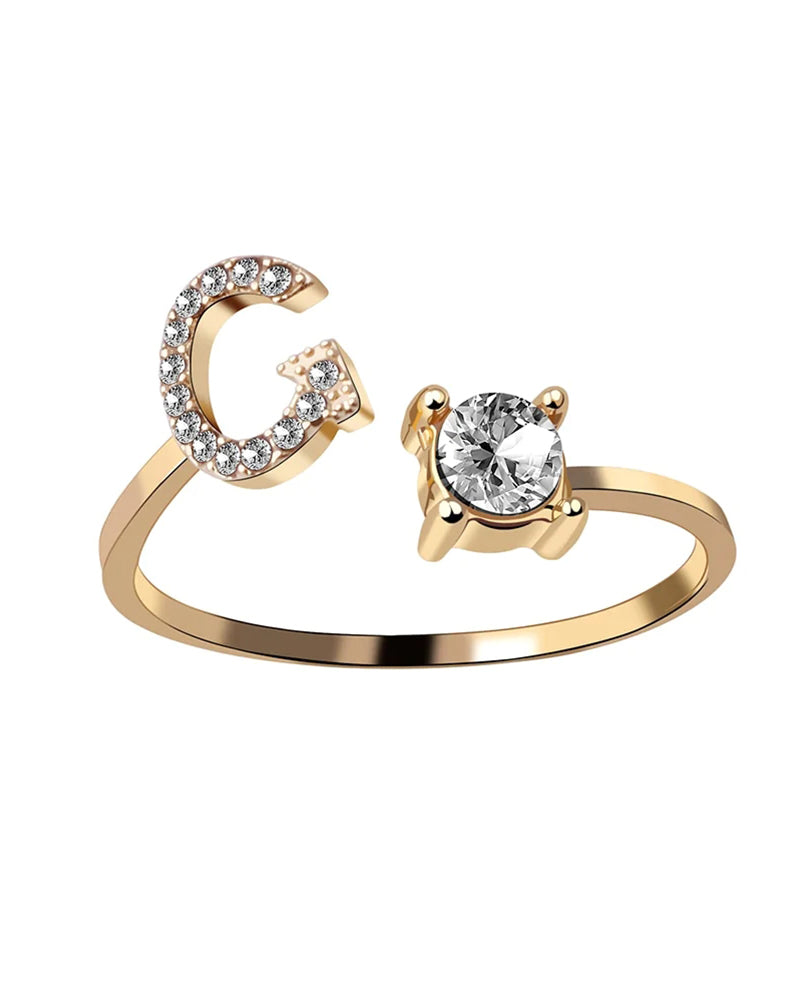 Ăppen zirkonia-ring med initialer