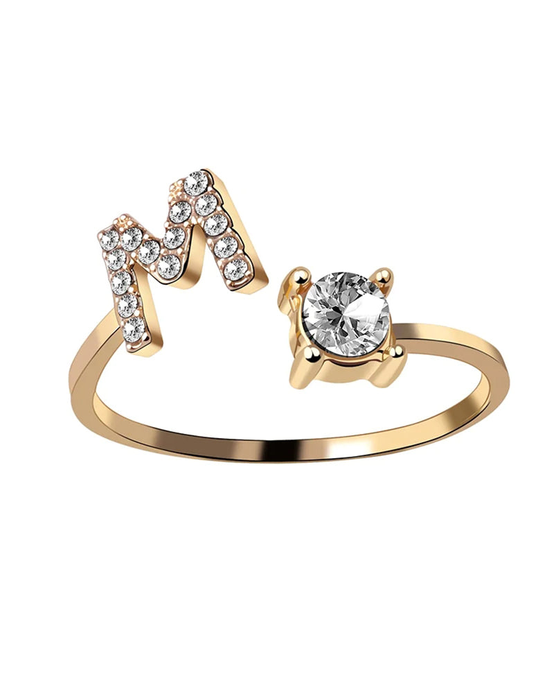Ăppen zirkonia-ring med initialer