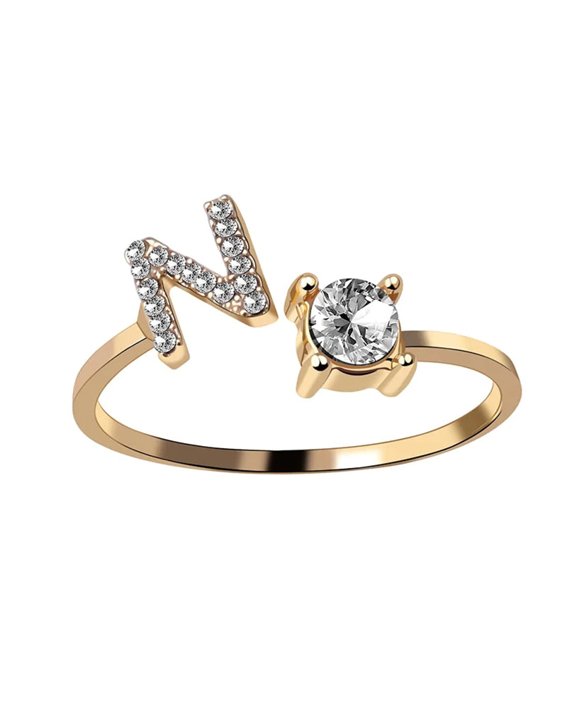 Ăppen zirkonia-ring med initialer