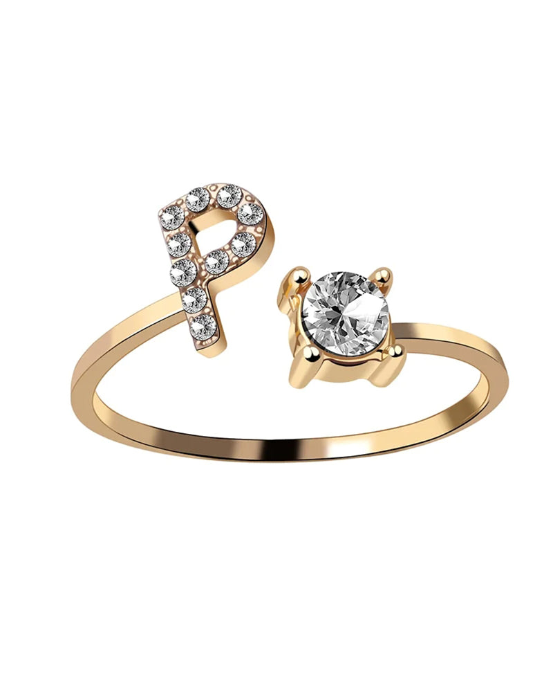 Ăppen zirkonia-ring med initialer