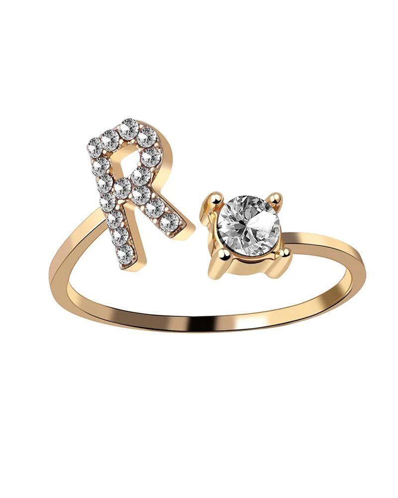 Ăppen zirkonia-ring med initialer