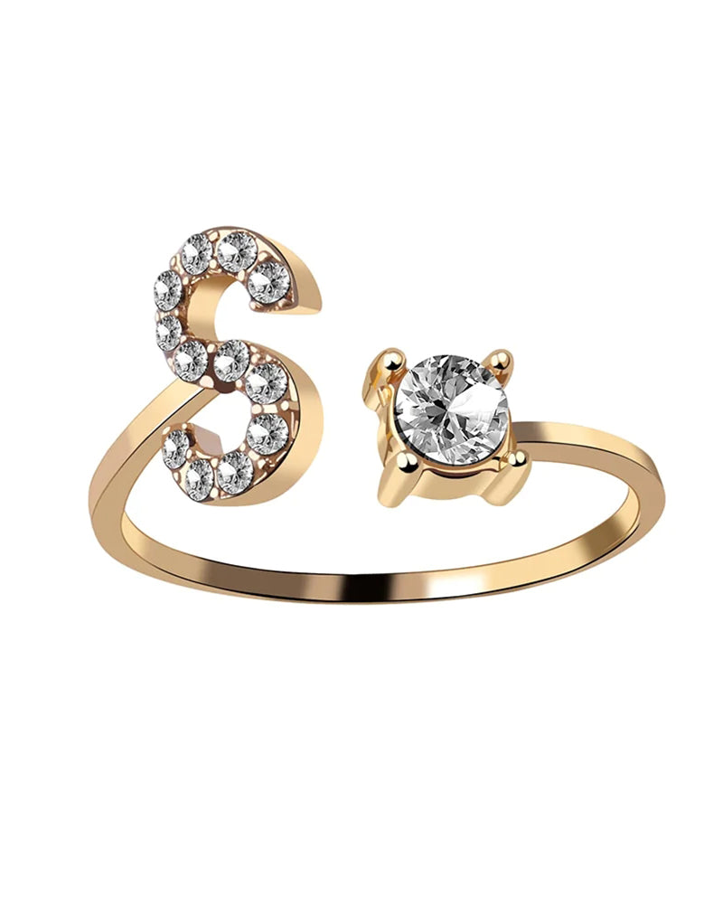 Ăppen zirkonia-ring med initialer