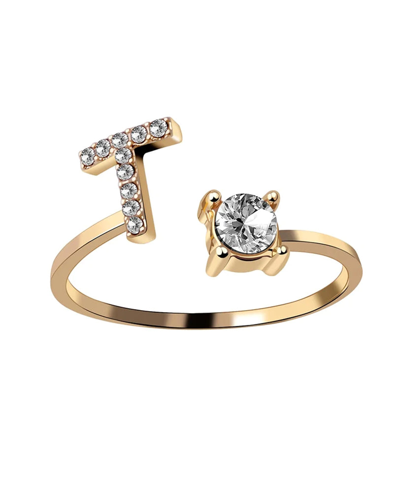 Ăppen zirkonia-ring med initialer