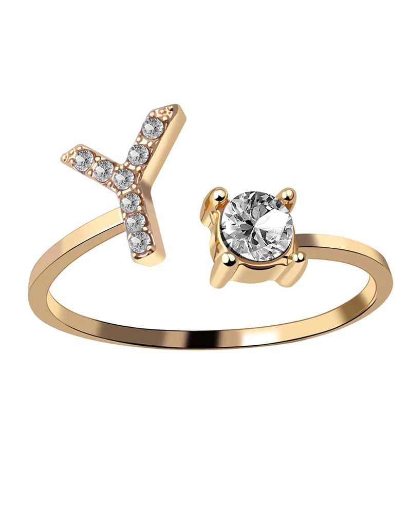 Ăppen zirkonia-ring med initialer