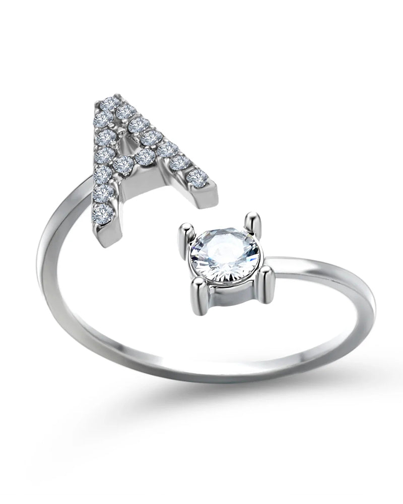 Ăppen zirkonia-ring med initialer