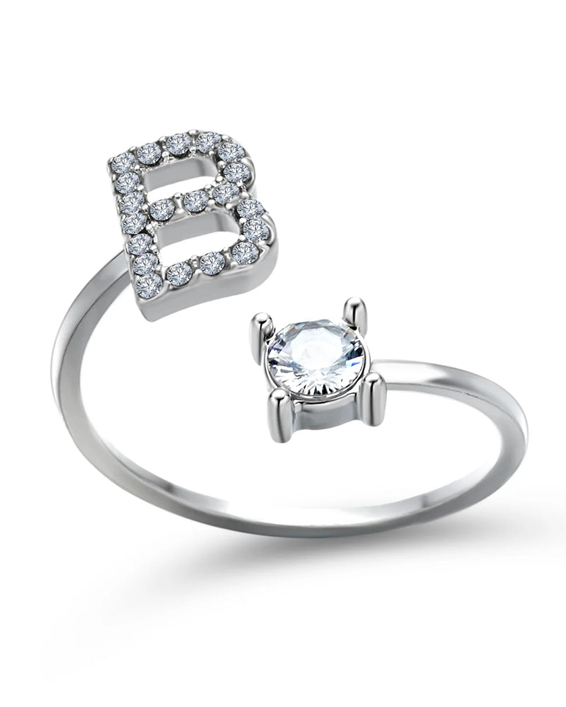 Ăppen zirkonia-ring med initialer