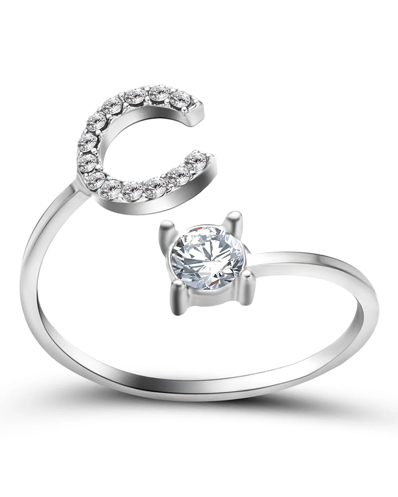 Ăppen zirkonia-ring med initialer
