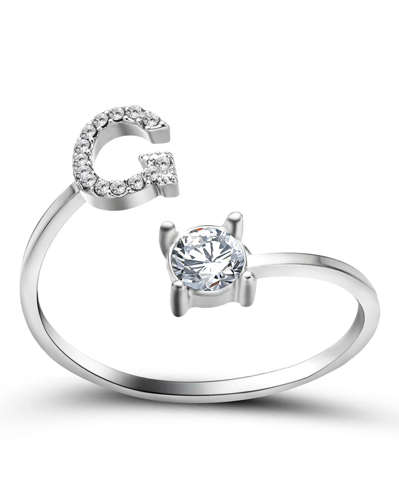 Ăppen zirkonia-ring med initialer