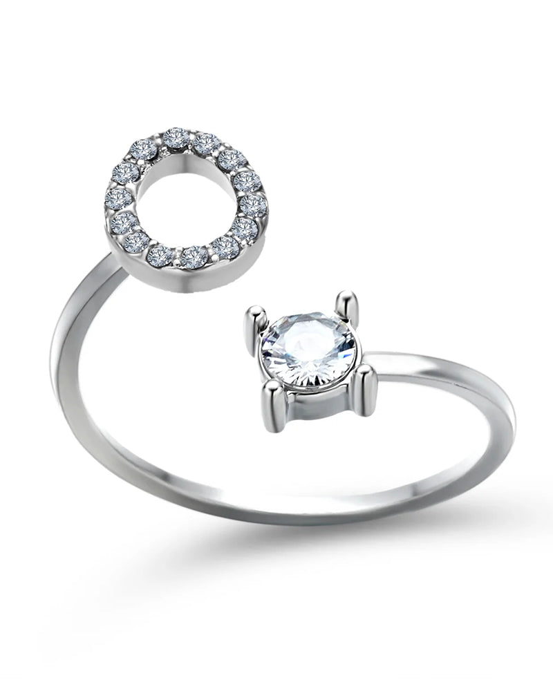 Ăppen zirkonia-ring med initialer