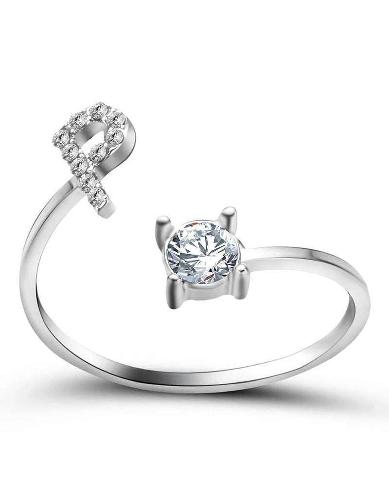 Ăppen zirkonia-ring med initialer