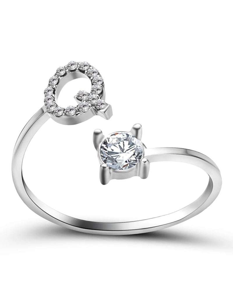 Ăppen zirkonia-ring med initialer
