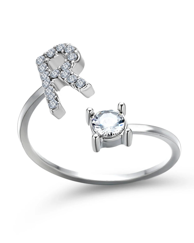 Ăppen zirkonia-ring med initialer
