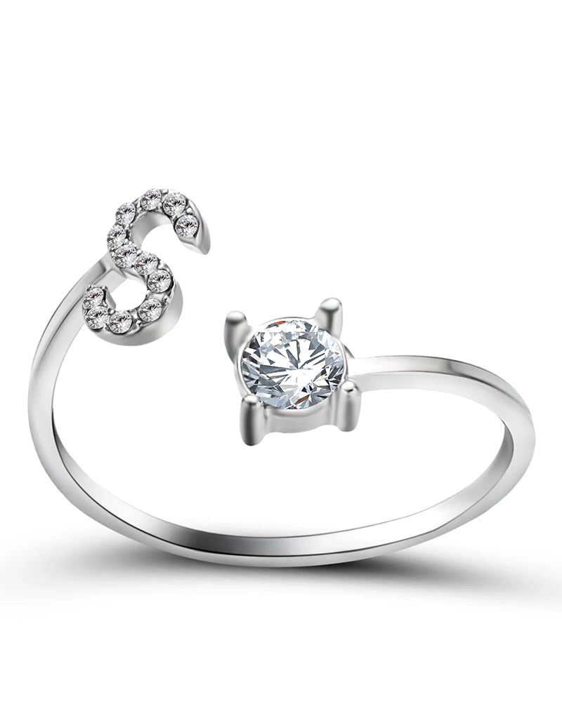 Ăppen zirkonia-ring med initialer