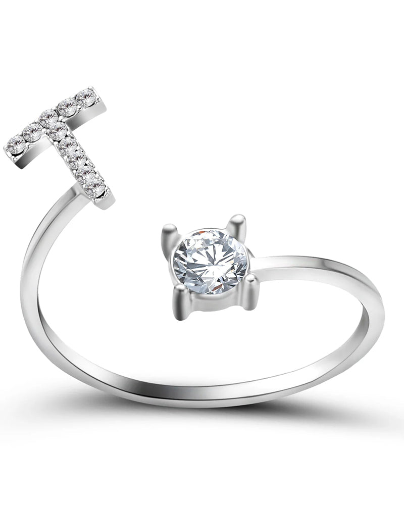 Ăppen zirkonia-ring med initialer