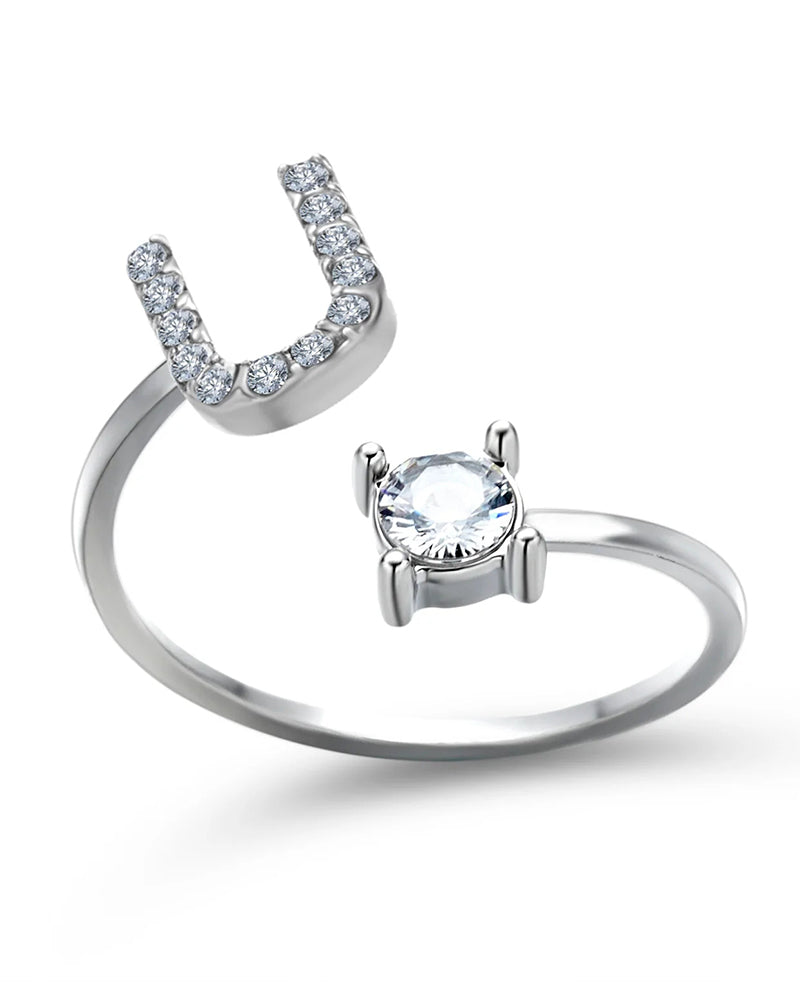 Ăppen zirkonia-ring med initialer