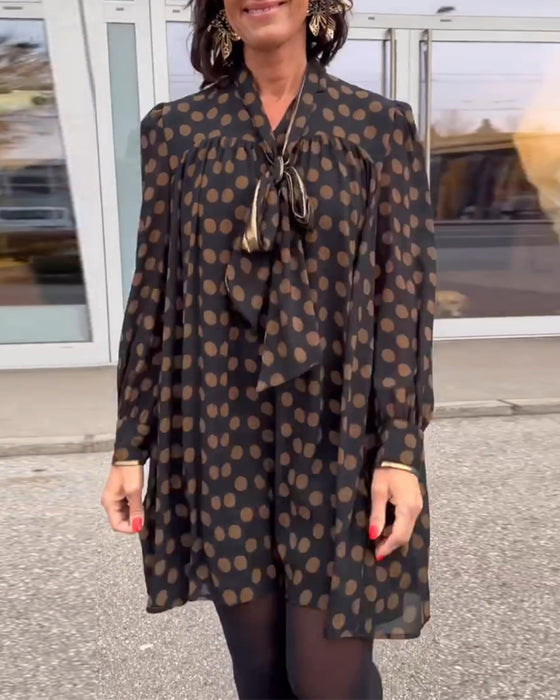 Polka Dot långärmad klänning