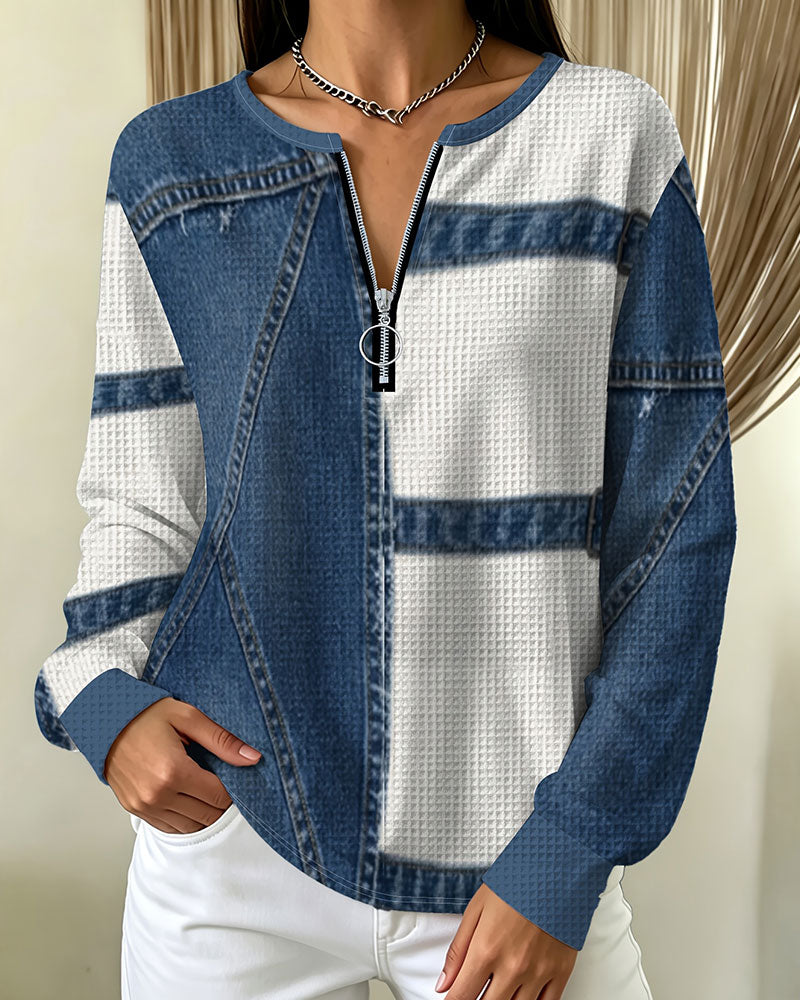 Topp Halv Dragkedja Casual Design