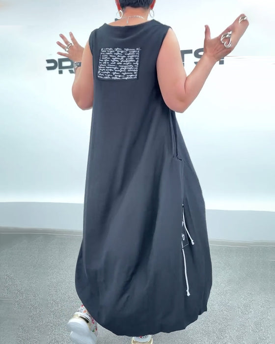 Klänning Ärmlös Oversized Bokstavstryck