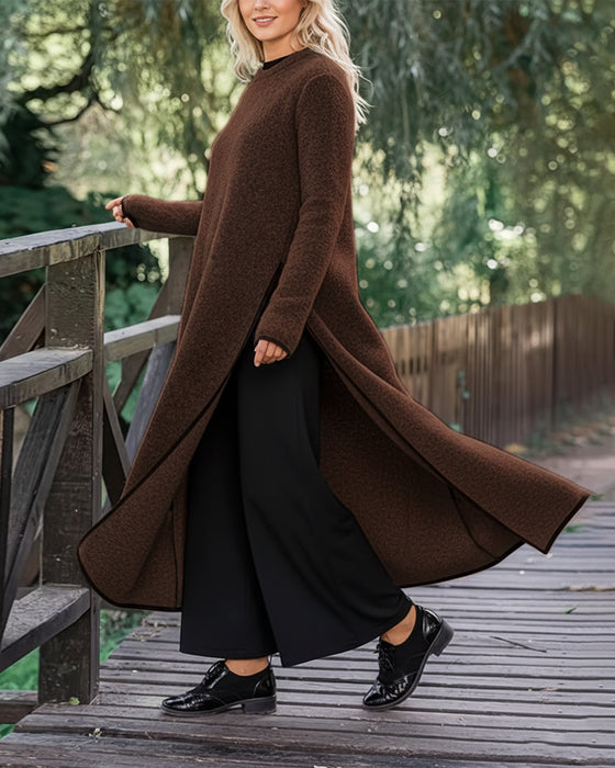 Klänning Casual Varm Sidslit Lång