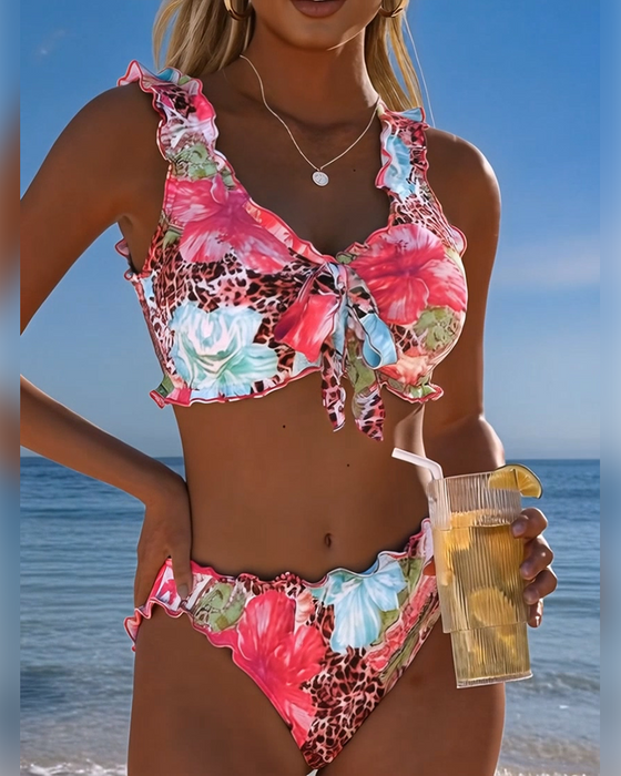 Bikinis Blommig Leopard Lapptäcke