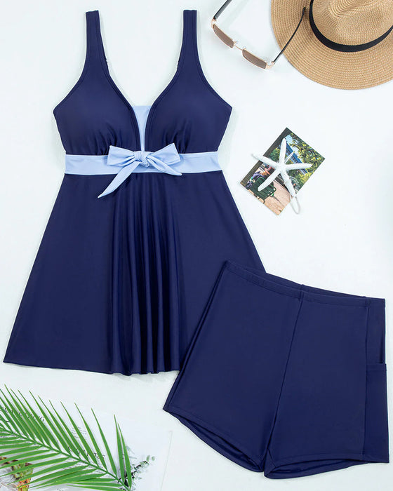 Tankini Färgblockering Rovaler Kjol