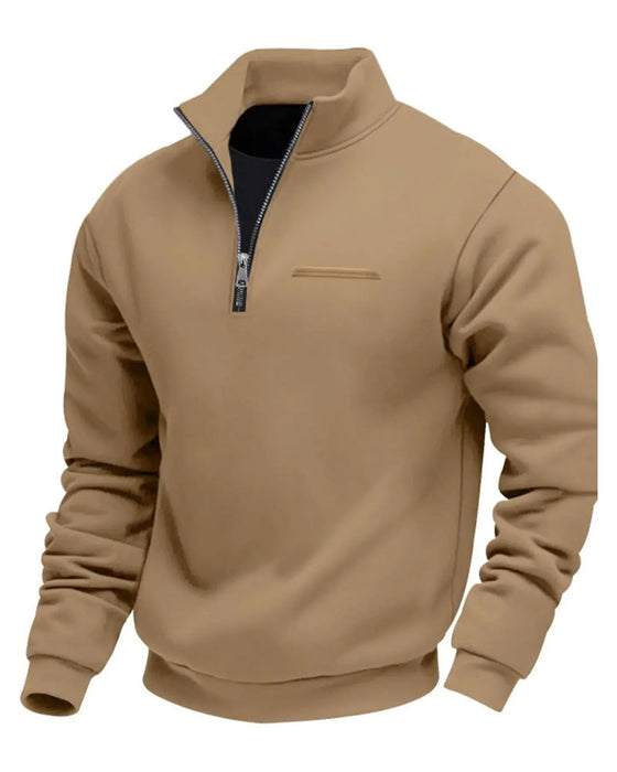 Sweatshirt Enfärgad Ståkrage Dragkedja