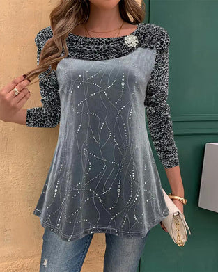 Långärmad Topp Med Leopardmönster