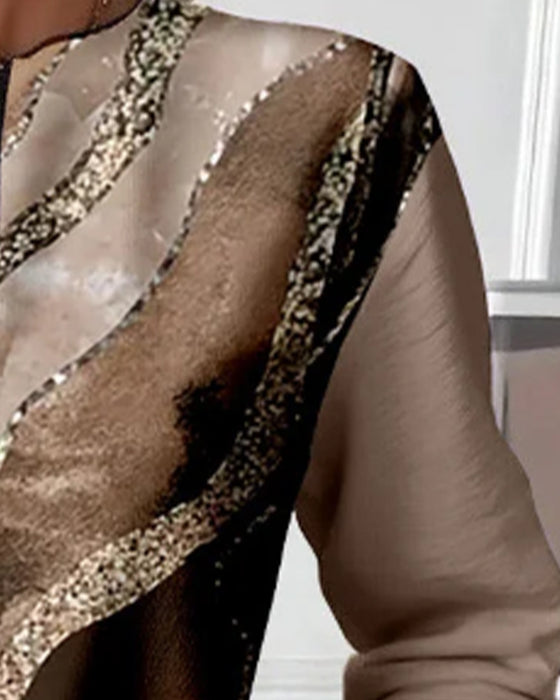 Sweatshirt Med Halv Dragkedja Och Vintage-Tryck