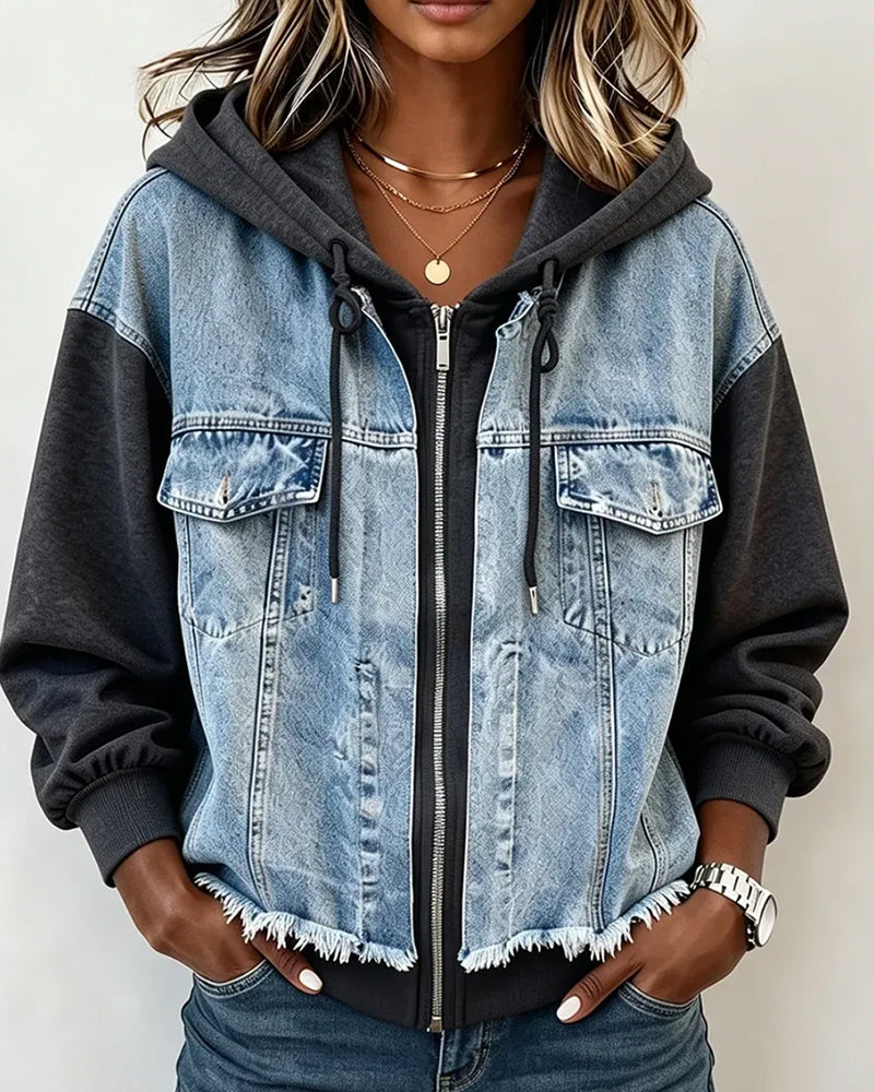 Kappa Denim Lapparbete Med Huva Sweatshirt