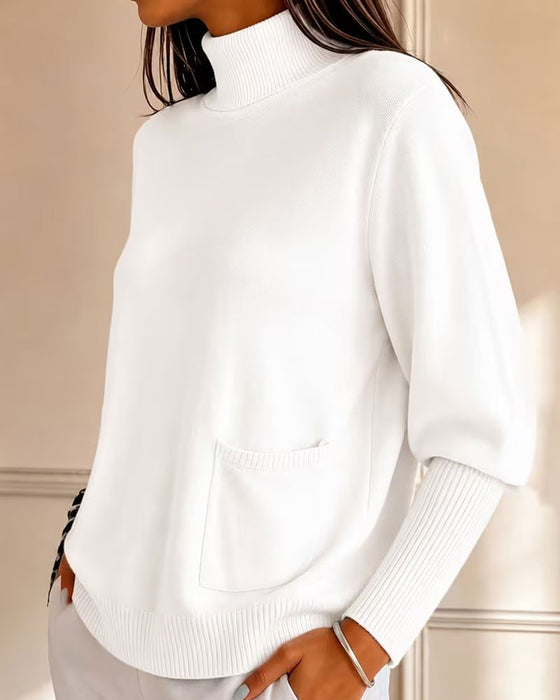 Pullover Polokrage Ficka Solid