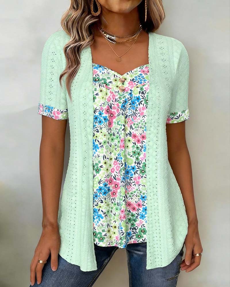 Blus Falsk Tvådelad Tryck Urholka